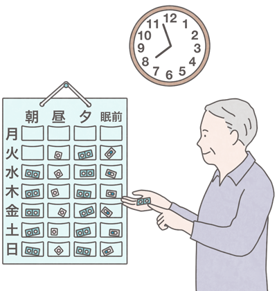 おくすりカレンダーを使う男性